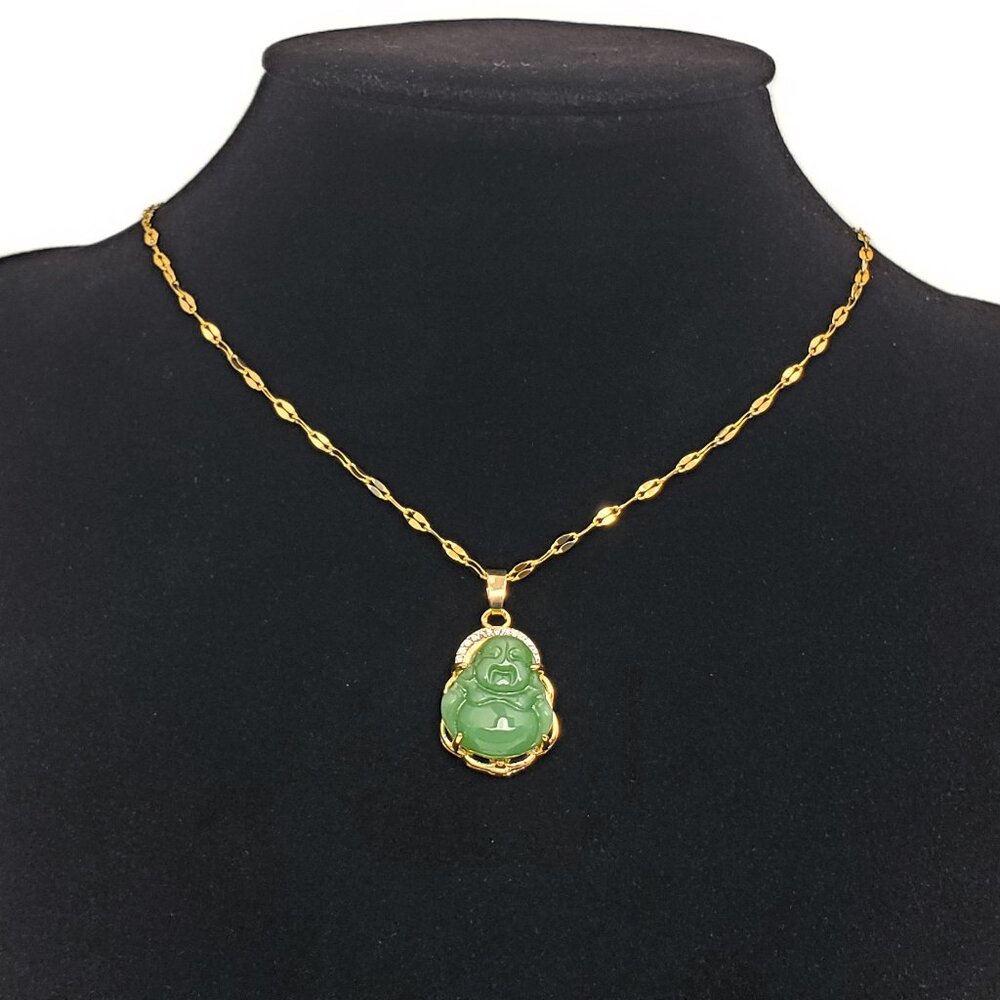 14K Gold Womens 1ct Diamond Jade Buddha Necklace New 14 K Silver Buddah Jewelry